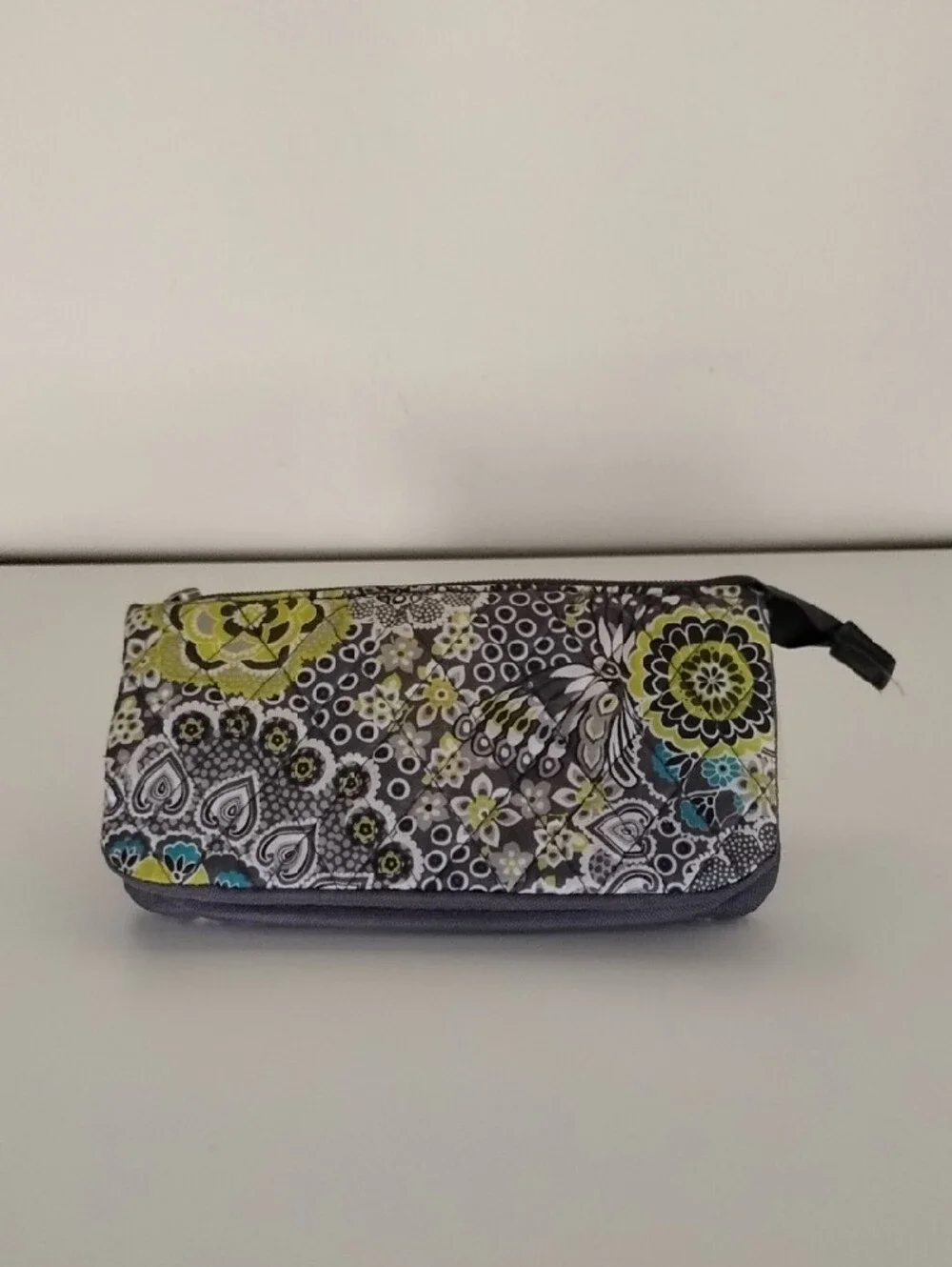 Studio C Floral Quilted Zip Pouch - Gray, Teal & Lime